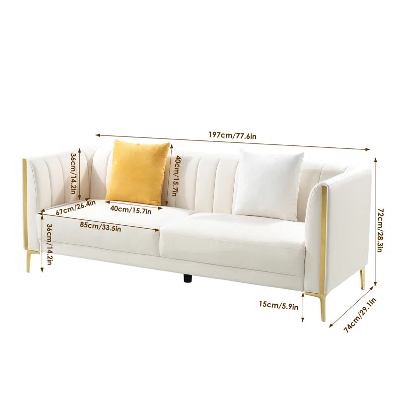 OfficeIn 77.6" Faux Leather Tuxedo Arm Sofa