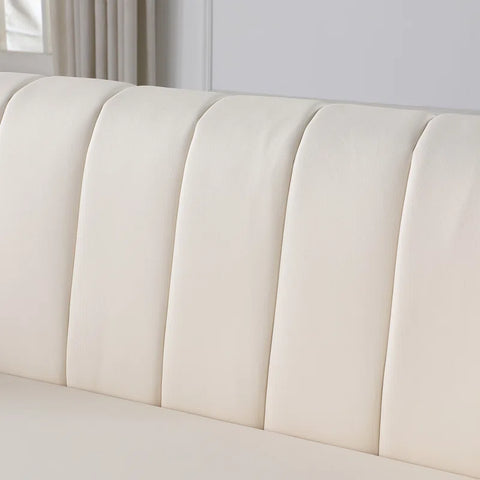 White Faux Leather Tuxedo Arm Sofa – Ergonomic Design, High-Quality Upholstery & Quick Assembly for Modern Living Spaces