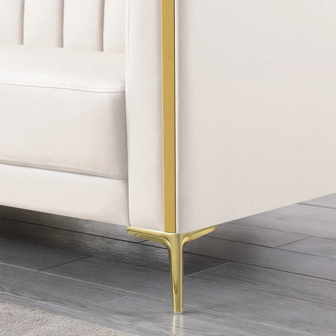 White Faux Leather Tuxedo Arm Sofa – Ergonomic Design, High-Quality Upholstery & Quick Assembly for Modern Living Spaces