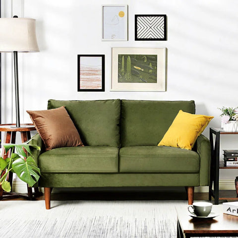 Hessville Sofa – Velvet Upholstery, Round Arms, Solid Wood Frame & High-Density Foam Cushions for Modern Living Spaces