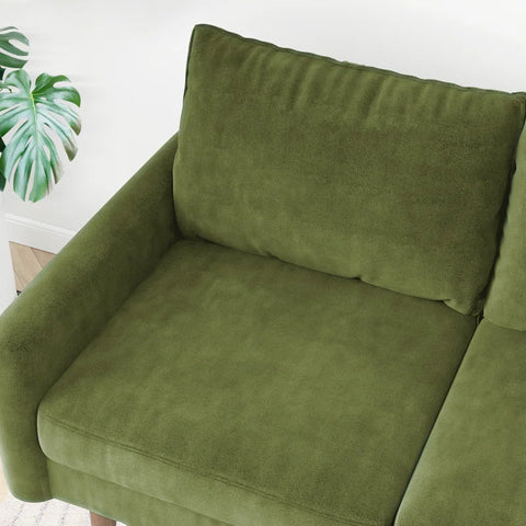 Hessville Sofa – Velvet Upholstery, Round Arms, Solid Wood Frame & High-Density Foam Cushions for Modern Living Spaces