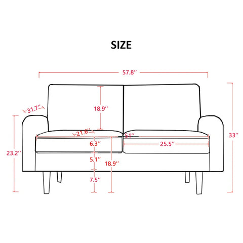 Hessville Sofa – Velvet Upholstery, Round Arms, Solid Wood Frame & High-Density Foam Cushions for Modern Living Spaces