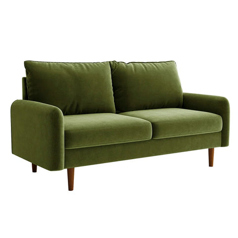 Hessville Sofa – Velvet Upholstery, Round Arms, Solid Wood Frame & High-Density Foam Cushions for Modern Living Spaces
