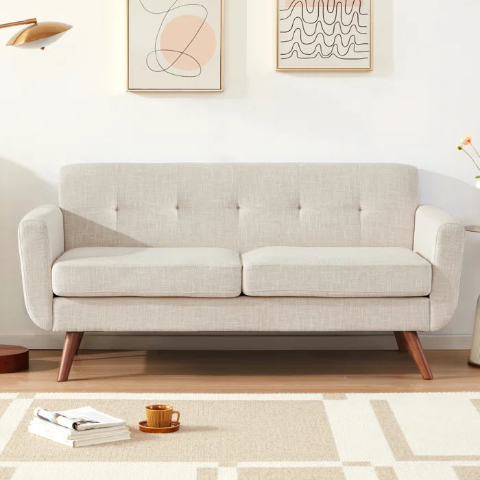 OfficeIn 67" Upholstered Loveseat Square Arm Linen Velvet Sofa