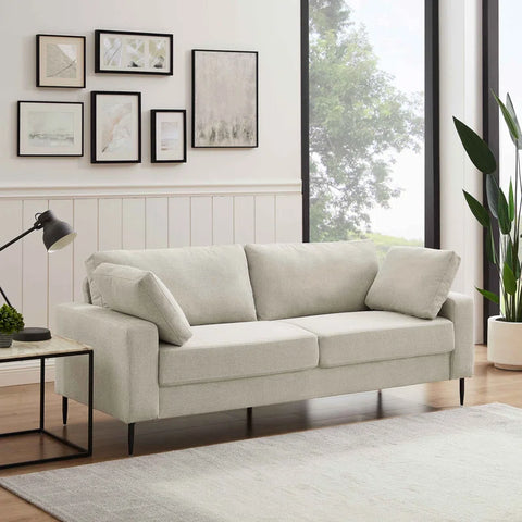 Mid-Century Tufted Sofa – Sturdy Wood Frame, Spring Foam Cushions, and Up to 500 lbs Support for Office Spaces