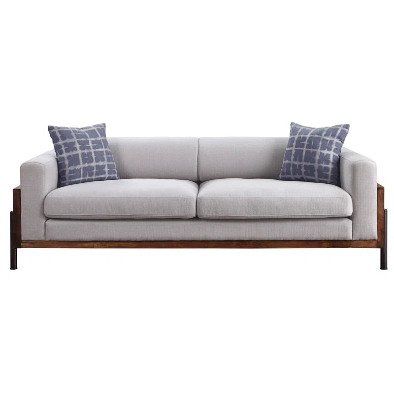 Mid-Century Tufted Sofa – Sturdy Wood Frame, Spring Foam Cushions, and Up to 500 lbs Support for Office Spaces