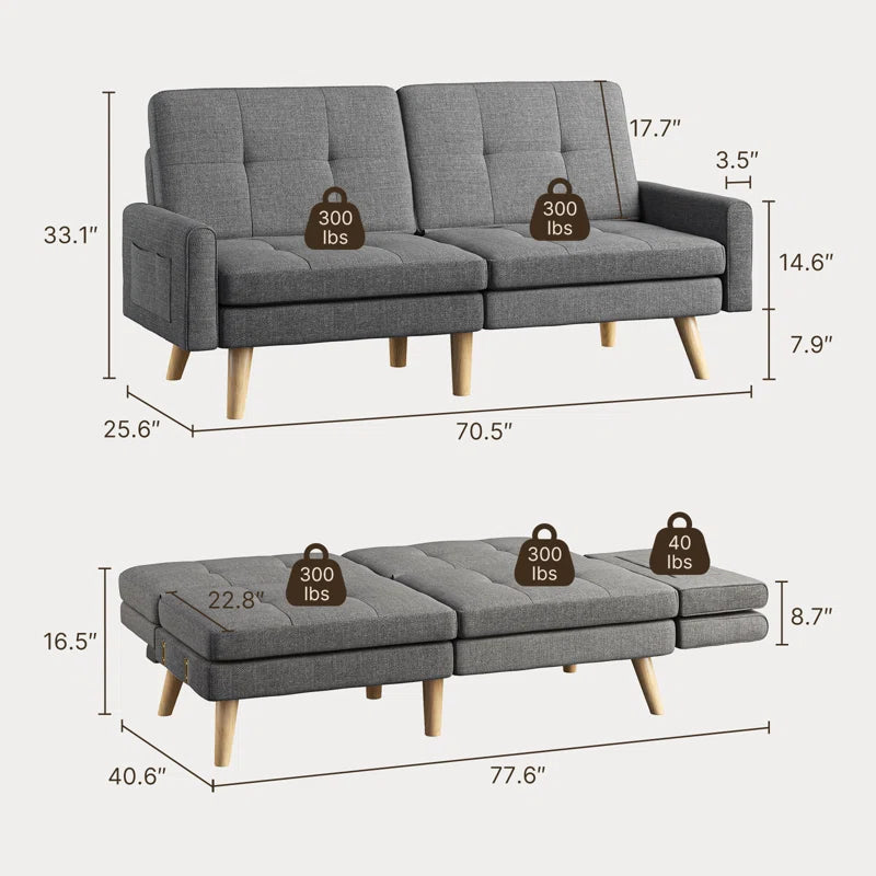 OfficeIn Futon Couch Loveseat – Multi-Functional Comfort & Space-Saving Design