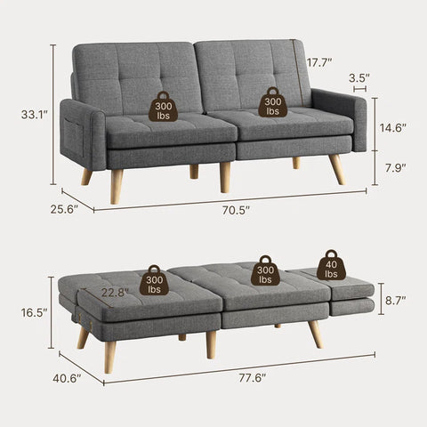 OfficeIn Futon Couch Loveseat – Multi-Functional Comfort & Space-Saving Design