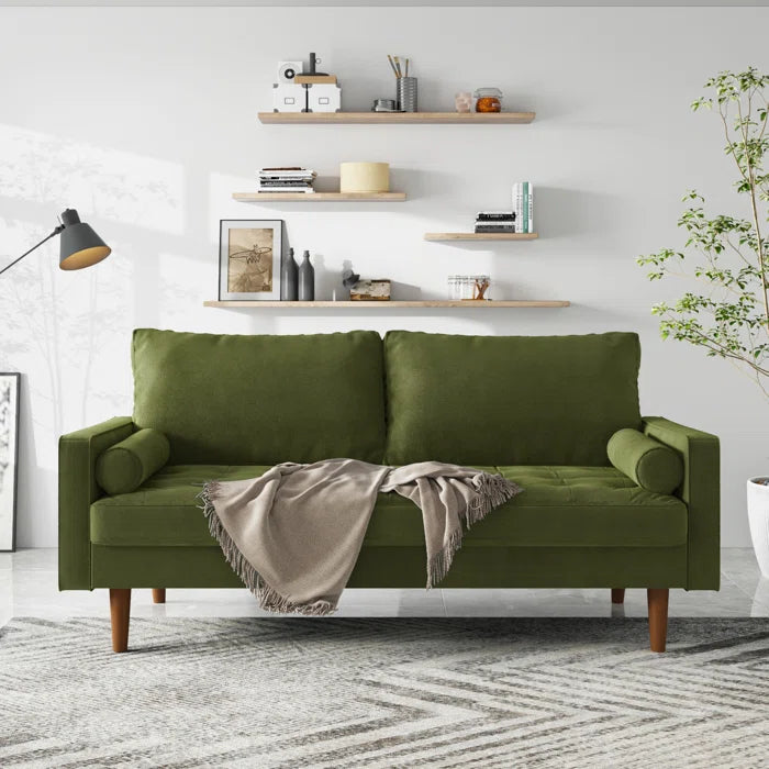 OfficeIn 70" Velvet Square Arm Tufted Seat Sofa