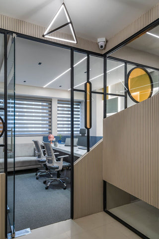 "Office In" Architectural Glass & Fluted MDF Designer Partition
