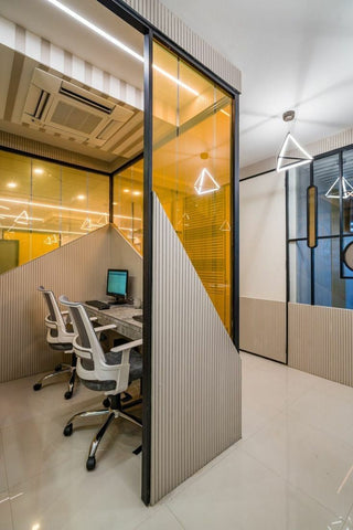 "Office In" Architectural Glass & Fluted MDF Designer Partition